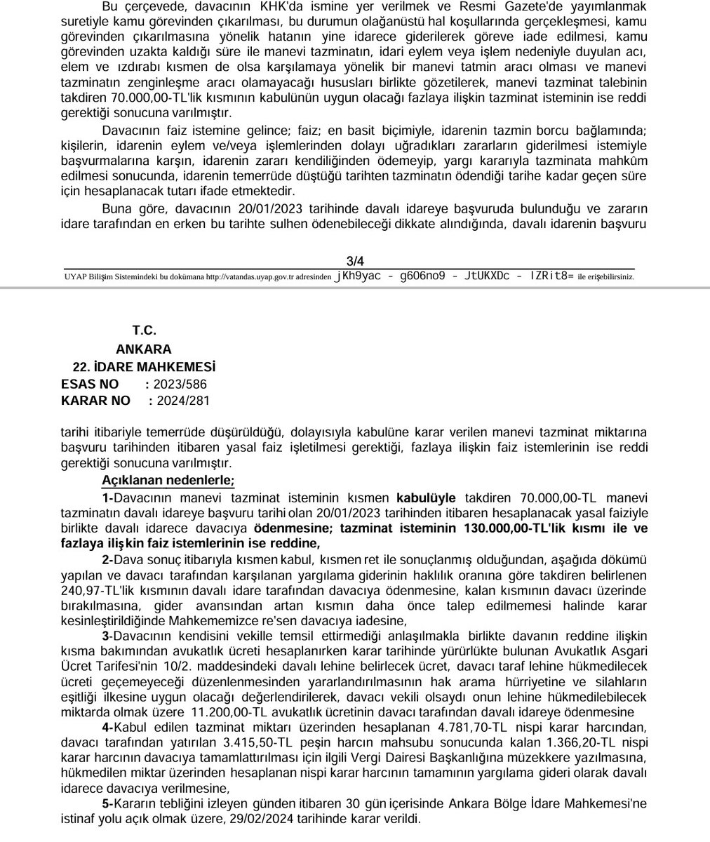 ÖNEMLİ KABUL KARARI Komisyon kararı ile göreve iade edilen kamu görevlilerinin tazminat davası açmasını engelleyen hükmün AYM'nin 2018/137 Esas, 2022/86 Karar sayılı kararıyla iptal edilmiş olup, iptal kararının 12/01/2023 tarihli Resmi Gazete'de yayımlanması üzerine dava…