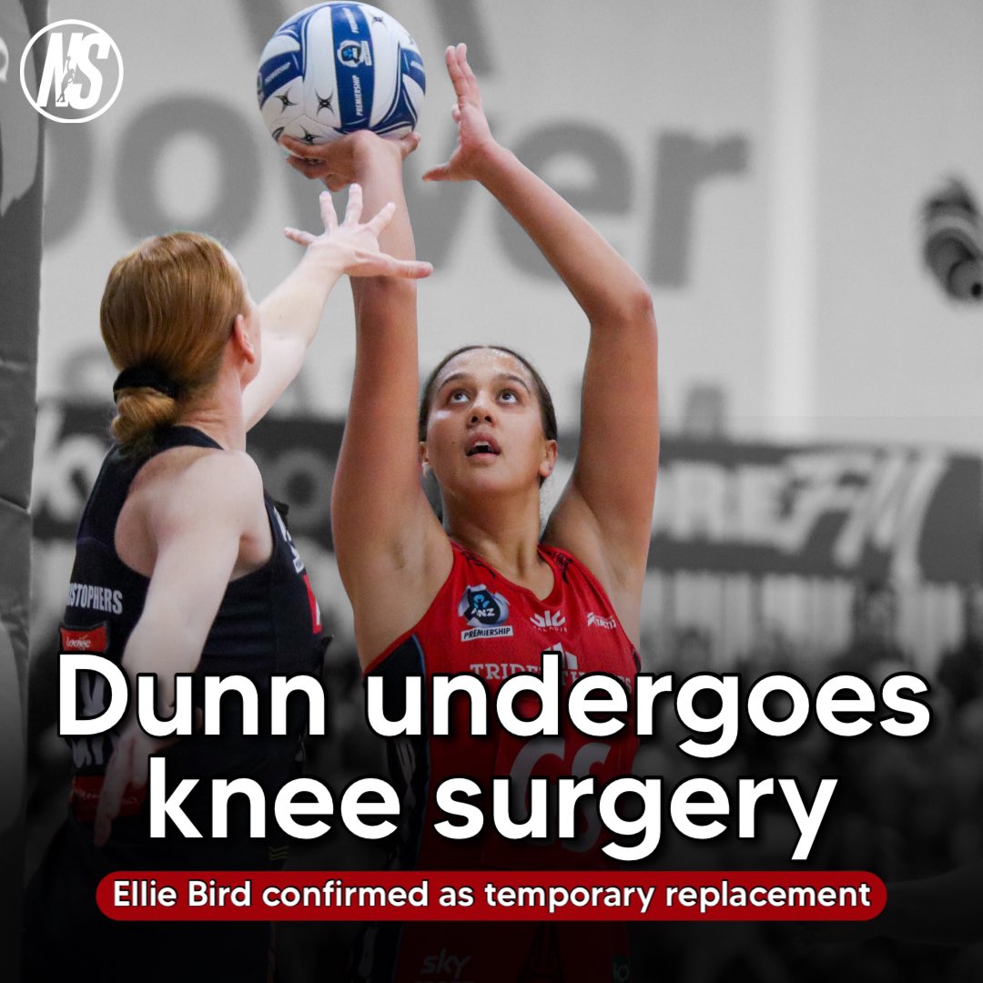 INJURY: Aliyah Dunn has undergone knee surgery and will be out of action for 4-6 weeks. Ellie Bird has been confirmed as a temporary injury replacement player for @TactixNetball. 📸 Graeme Laughton-Mutu | Netball Scoop