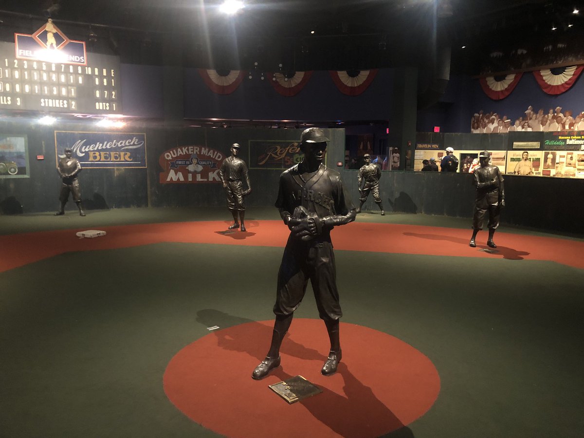 Satchel Paige, my favorite baseball player, and me at KC Negro League Baseball Museum today. Awesome place.  <a href="/nlbmprez/">Bob Kendrick</a> <a href="/NLBMuseumKC/">Negro Leagues Baseball Museum</a>