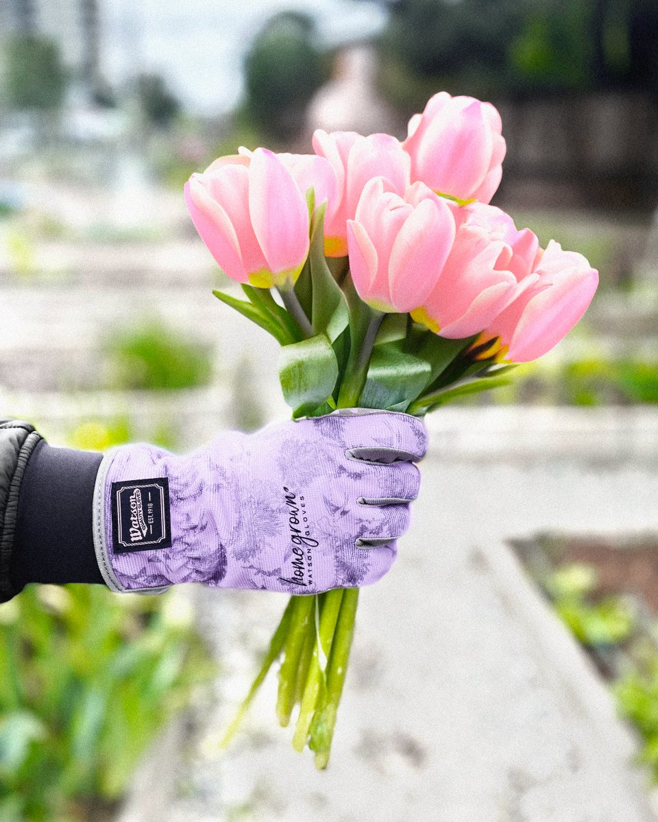 🌷 Brighten up #MothersDay with our Sparrow gardening gloves! 🌿 Stylish and sustainable, these gloves feature a cute flower petal silicone print, perfect for prepping the #SpringGarden 💐 With a WasteNot spandex back made from 96% recycled PET bottles ♻️ watsongloves.com/thoughtful-mot…