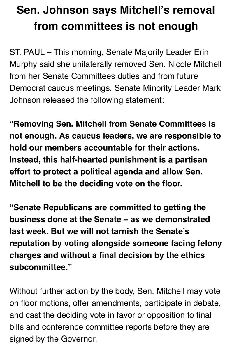 Sen. Mitchell’s removal from committee is not enough.