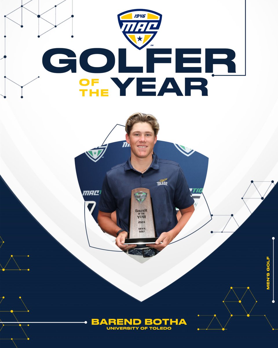 ⛳️ MAC Golfer of the Year ⛳️ Congrats to Toledo’s Barend Botha on claiming MAC Golfer of the Year honors for the second consecutive season! @ToledoMGolf | #MACtion
