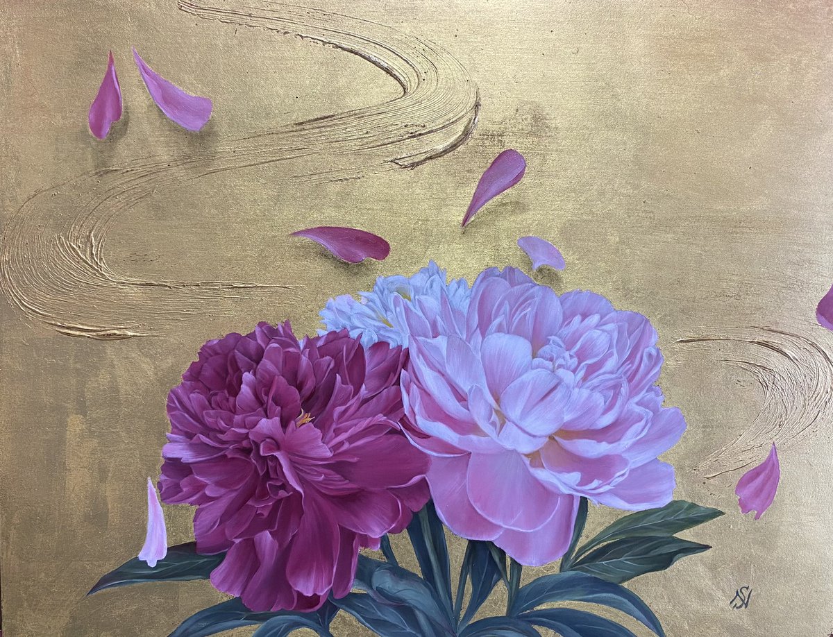 爛漫

#fineart #oilonboard #nobukoshimizu #peony #goldleaf