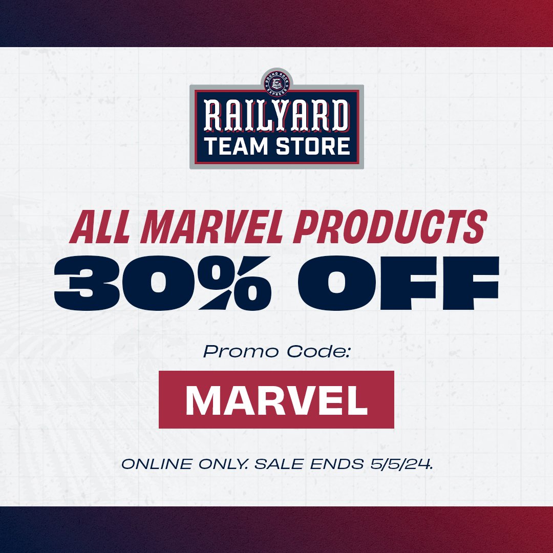 Don't miss out on a super sale for National Superhero Day 🦸 Shop all of our Marvel products for 30% off in the Railyard Team Store online until May 5! 🔗: bit.ly/3JGRAtu