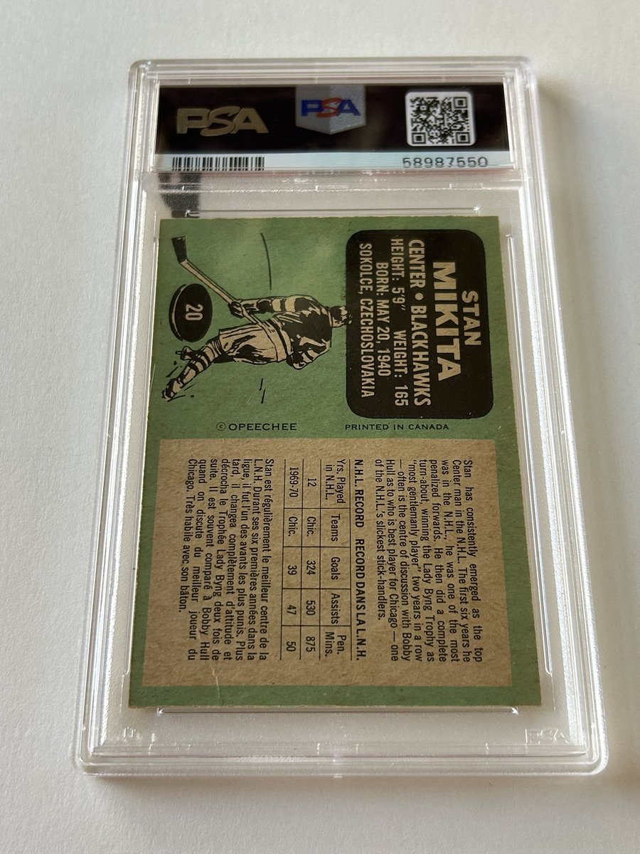 Stan Mikita 1970-71 O-Pee-Chee PSA 3.5 stack for $20