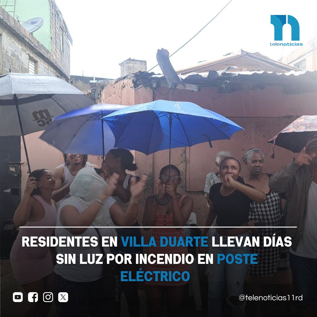 #NacionalesTN /  Residentes en Villa Duarte llevan días sin luz por incendio en poste eléctrico  telenoticias.com.do/residentes-en-… #TNFinDeSemana