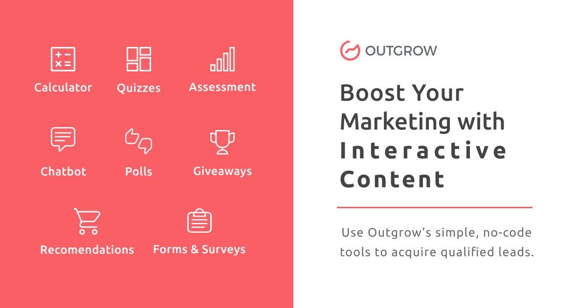 Outgrow's interactive content helps you outgrow old marketing tactics. #OutgrowMarketing #marketing #business #marketingdigital #digitalmarketing #branding #socialmedia
#InteractiveContent Start Free Trail! buff.ly/3P7MVUJ