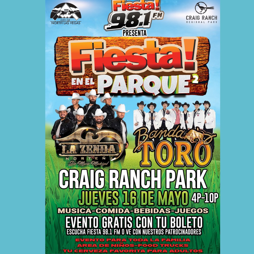 🎉 Get ready to Party! 🎶 Our 2nd Fiesta at the Park event is happening on May 16th at Craig Ranch Park. Enjoy live music from Mexican bands La Zenda Norteña and Banda Toro. 🎸🎺 Grab your FREE tickets at La Bonita Supermarket.