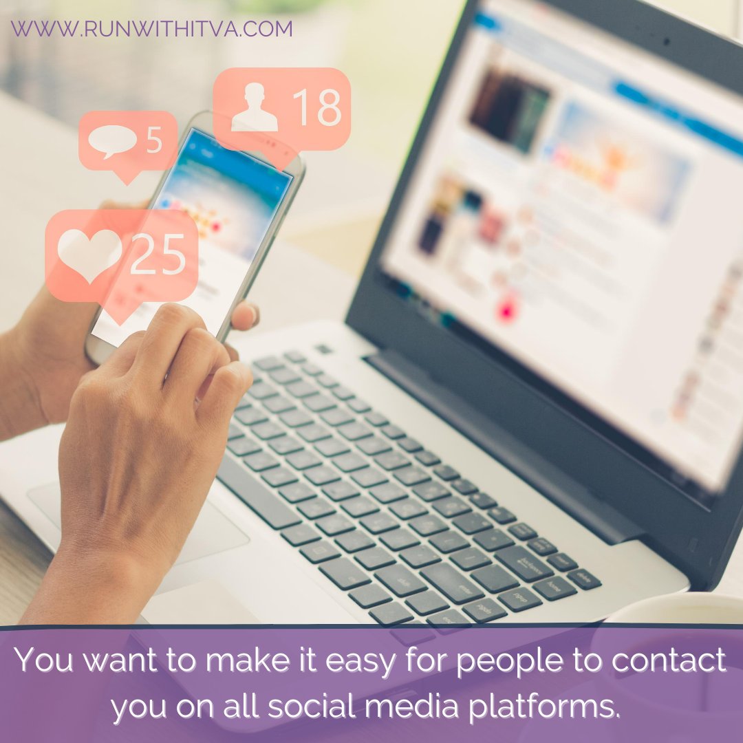 When someone wants to contact you on social media, make sure it's easy for them to do. 

#personalassistant #virtualassistanthelp #onlinebusinesssupport