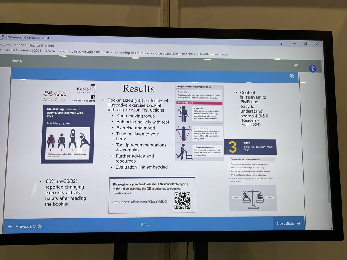 Proud to have presented at the BSR conference last week a co- created booklet with people living with PMR, clinicians and fellow academics. Thanks all.. a great collaboration! @KeeleAHP @KeeleUniversity @UniversityLeeds