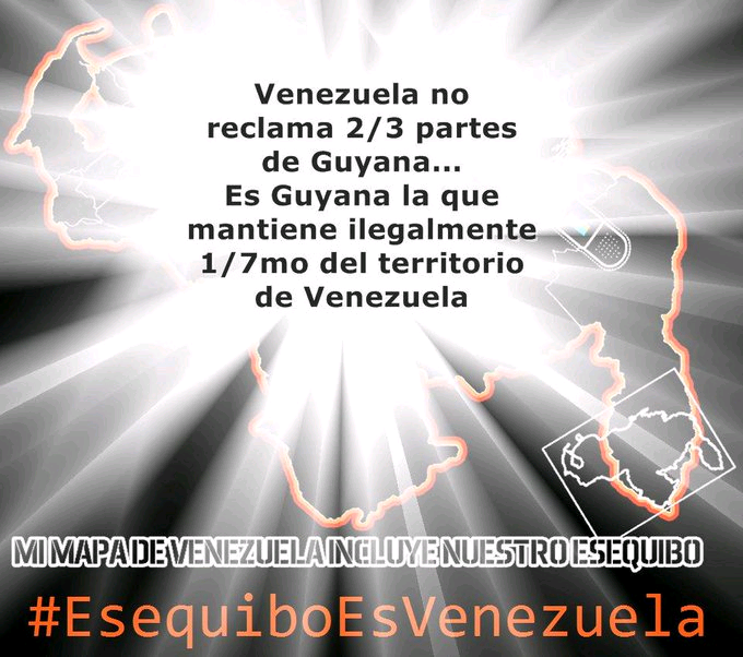 Recuerda esto (en especial a los Medios de Comunicación) Venezuela NO reclama 2/3 de Guyana, es Guyana quien mantiene ilegalmente 1/7 del territorio de Venezuela #EsequiboEsVenezuela #28Abr