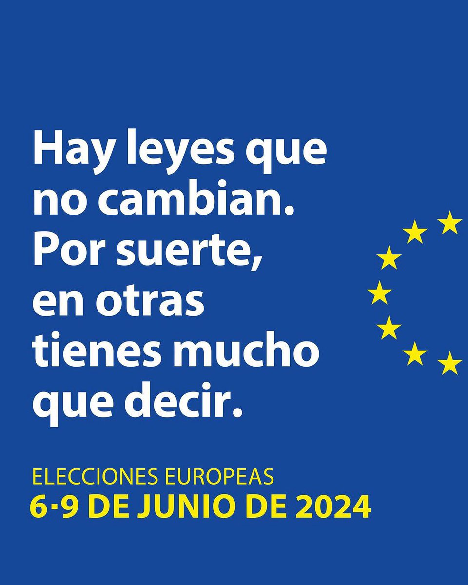 ➡️ ¿Te ha pasado?

Hay leyes que no cambian. Por suerte, en otras tienes mucho qué decir.

🗓️ 6 al 9 de junio
🗳️ Elecciones europeas 🇪🇺

Crédito: @ComisionEuropea @Europarl_ES 

#EleccionesUE2024 #UsaTuVoto