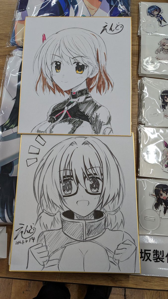 おしながきにはありませんが前描いた色紙頒布します。1枚500円 