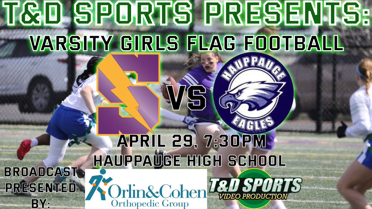 T & D Sports Video Productions (@tdsportsvideo) on Twitter photo Exciting girls flag football action as Hauppauge 7-1 hosts Sayville 8-0. See it live on youtube@tdsportsvideo. youtube.com/live/8TFmU8V3x… Broadcast brought to you by <a href="/OCSportsMed/">ORLIN & COHEN SPORTS MED</a> Exciting girls flag football action as Hauppauge 7-1 hosts Sayville 8-0. See it live on youtube@tdsportsvideo. youtube.com/live/8TFmU8V3x… Broadcast brought to you by <a href="/OCSportsMed/">ORLIN & COHEN SPORTS MED</a>