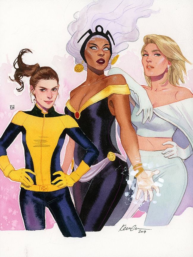 ─┈ Kitty Pryde,Storm and Emma frost by kevin wada