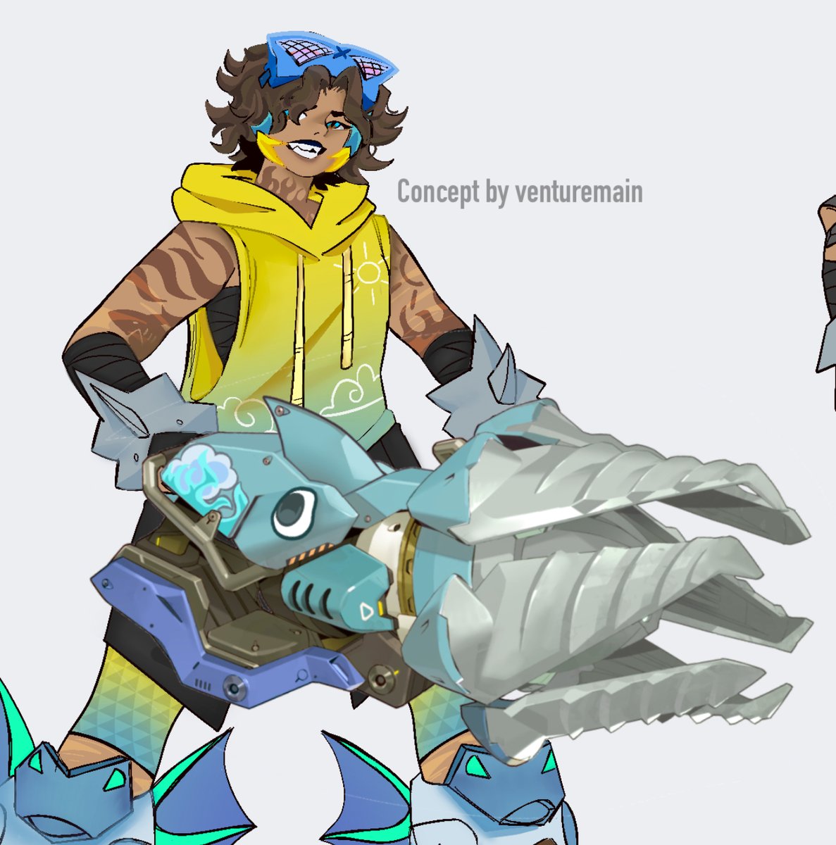 Shark venture skin concept! Took me a day 2nd slide is a close up on icon and spray #venture #ventureow2 #venturefanart #ow2concept #owconcept #Ventureoverwatch #ventureoverwatch2