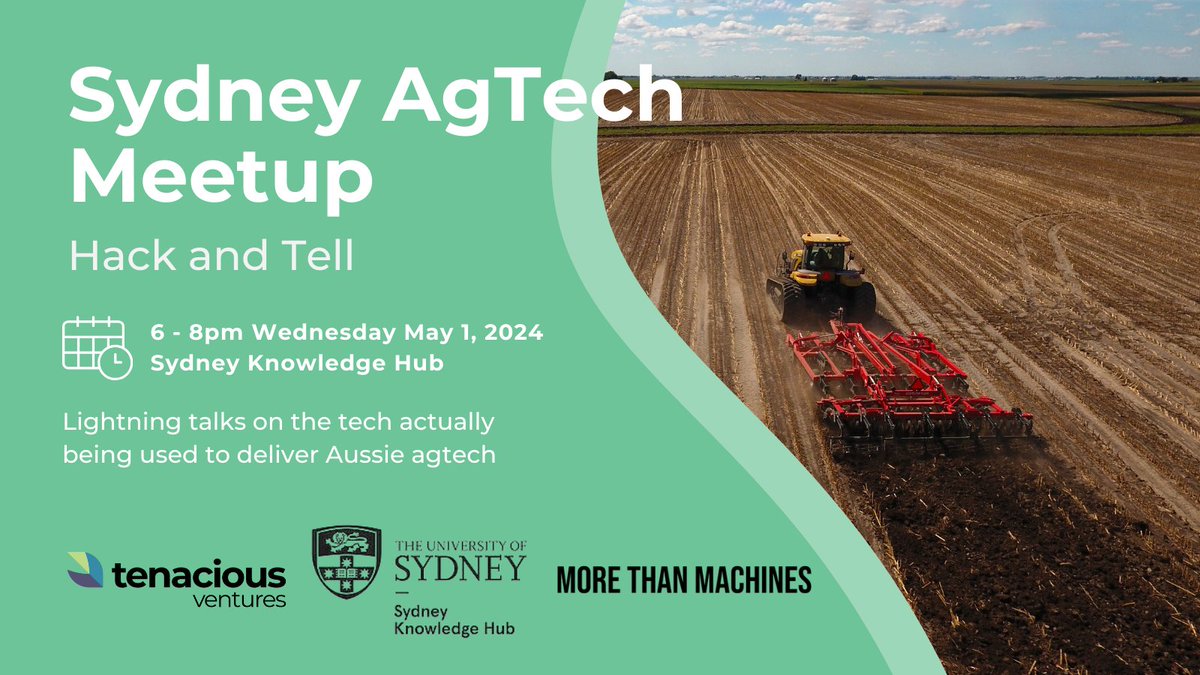 🚀Dive into the future of AgTech at our 2024 Meetup: 'Hack and Tell'! from captivating stories, lightning talks, and insights to the cutting-edge technology driving Australian AgTech forward. Interested? Fill out the (EOI) form now! 👇 forms.gle/aEgPcMXUSva5b8…