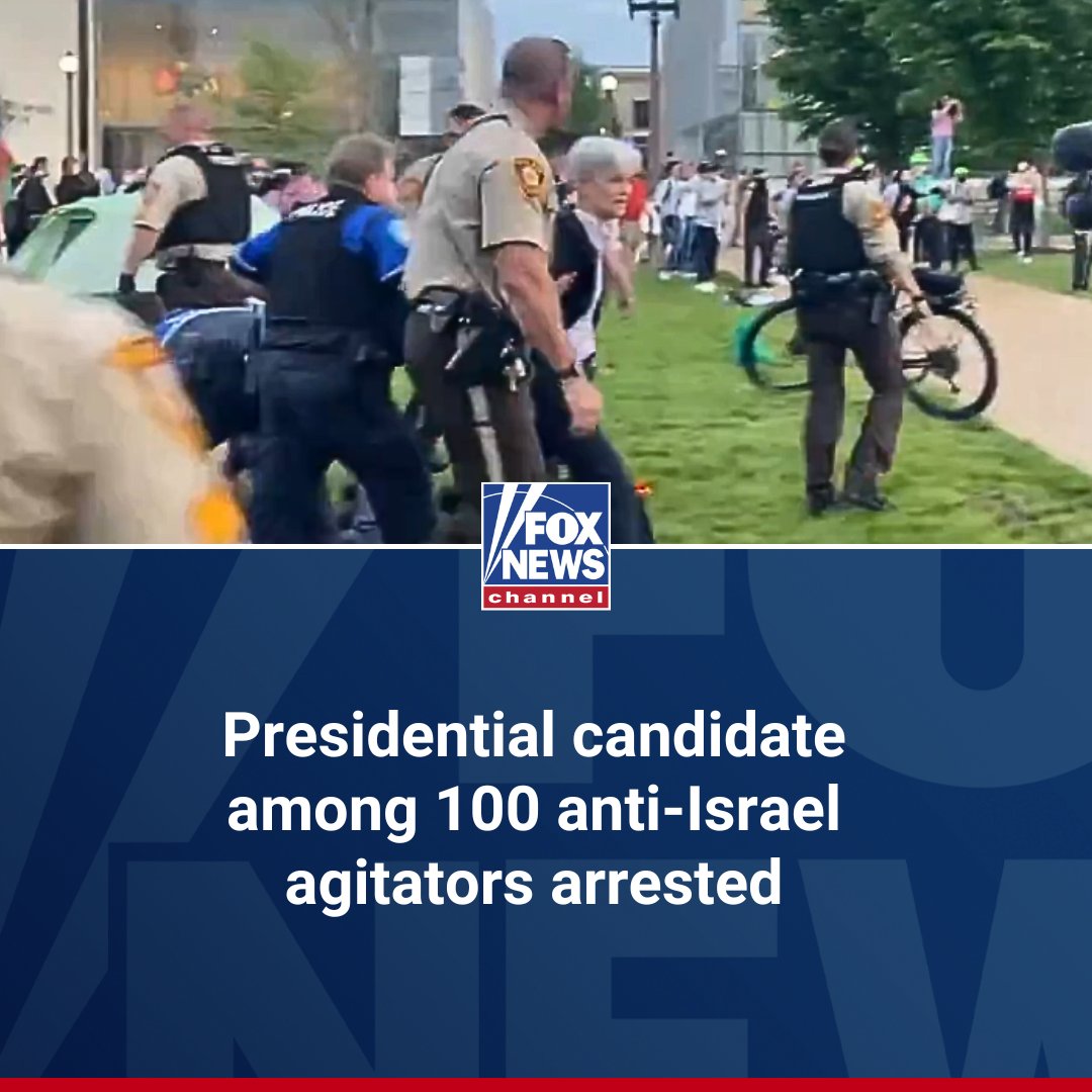 FoxNews's tweet photo. GREEN PARTY CRASHER: 2024 presidential candidate Jill Stein and her campaign managers were arrested at Washington University. https://t.co/n4Uvmd1FfB https://t.co/h3b3aiS6zU