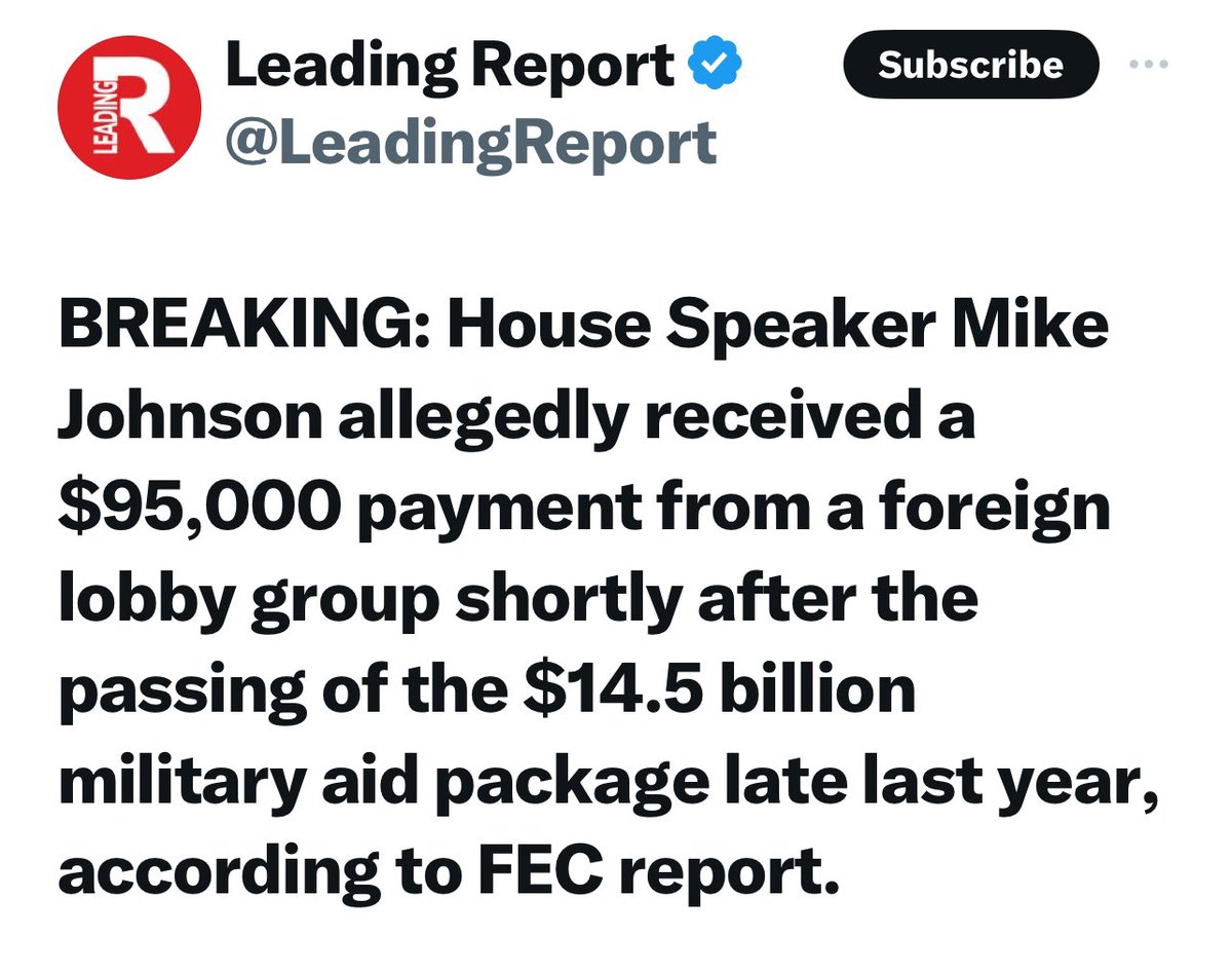 Hey Mike Johnson, if all it took was $95k for you to sell your soul to Crooked Joe Biden and the Democrats you should've let me know, and I would've set up a gofundme account to stop you from becoming a sellout traitor.