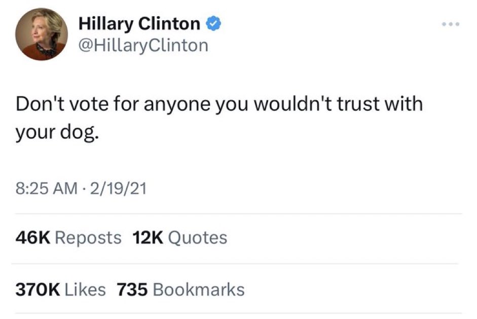 Three years ago she posted this. Hillary knows her shit….👍