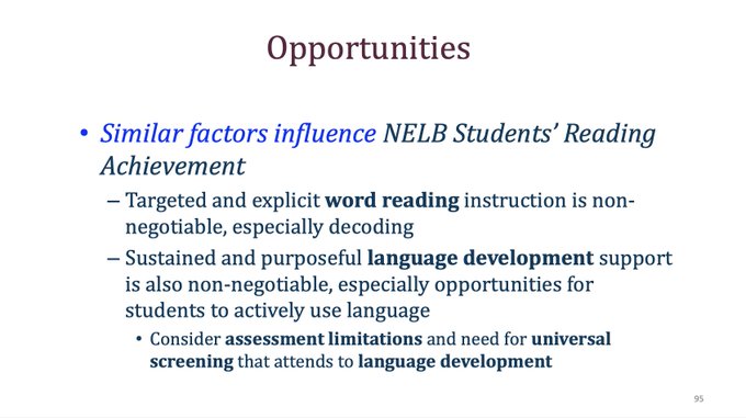 #TRLSummit2024 - Takeaway 4 - Assessment panel emphasized that to the extent feasible, schools should assess language and literacy in all languages students have access to.  Plus the push for using Conceptually-Scoring when assessing EL/EBs in both English and a home language.