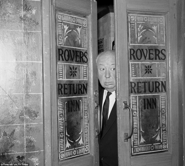 Remembering legendary film director Alfred Hitchcock,who died on this day in 1980. Back in June 1964 he visited the Granada TV studios in Manchester where he was photographed at the door of the Rovers Return. #Corrie #ClassicCorrie #CoronationStreet #AlfredHitchcock #Hitchcock