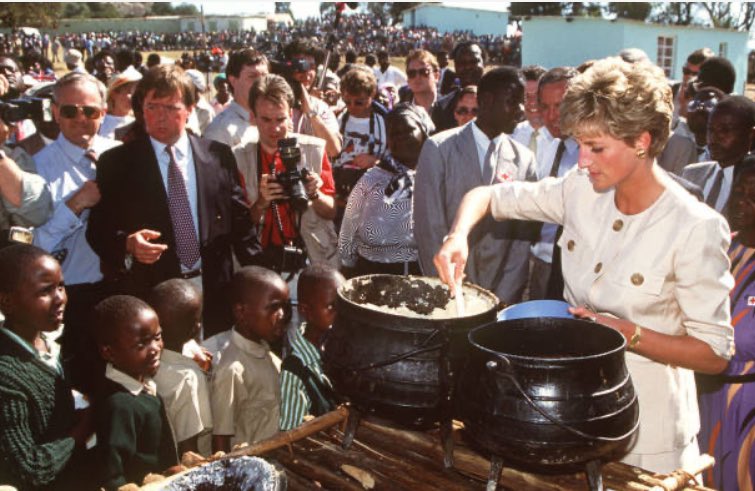 ZandiSussex's tweet photo. Other than Harry &amp; Meg, Princess Diana is the only other royal who looked completely at home in Africa. Here are some beautiful pics of her at a Red Cross project during her 1993 visit to Zimbabwe.🥰

#LoveAlwaysWins 
#HarryandMeghan https://t.co/GqYpoo90EC