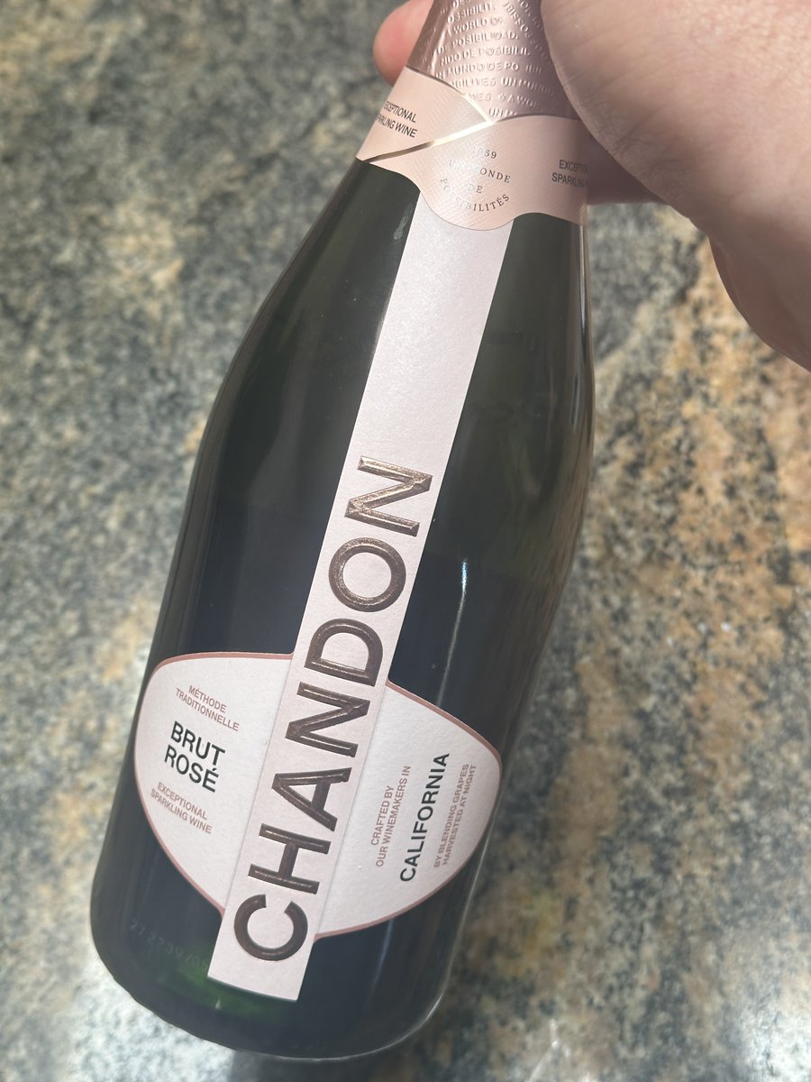 hey all / Chandon Brut Rosé NV / strawberry and rose hip / full battery charged bubbles / for $25 / I need a little more something / Cheers!