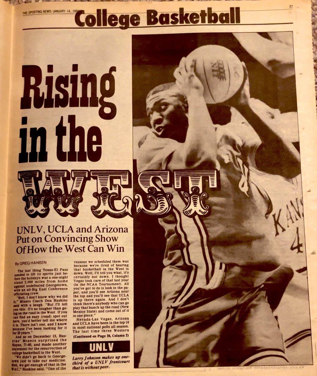 From my collection:
Sporting News (1/14/91)
#UNLV #RunninRebels #GeorgeAckles