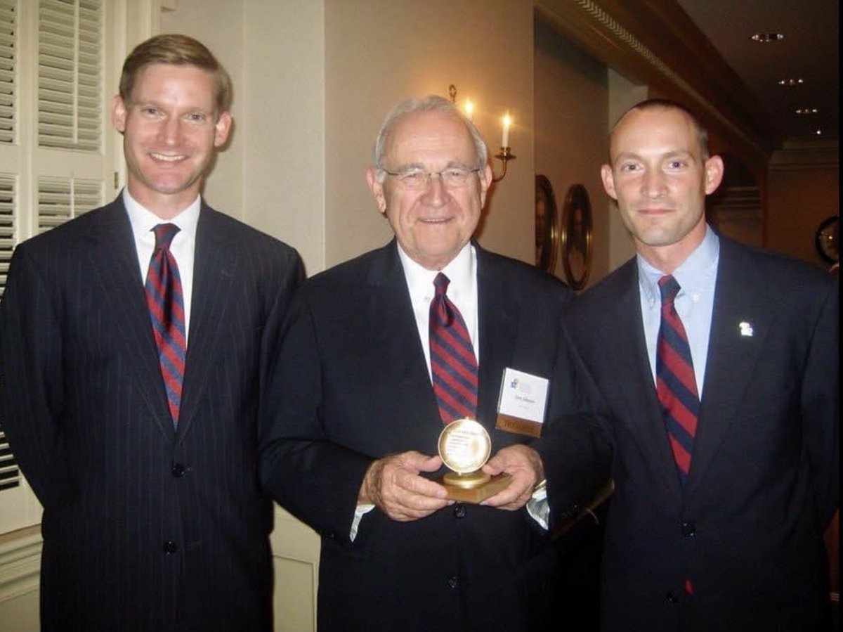 Congrats to my twin brother Peter (left) who completes his term serving on the @kualumni Board of Directors this weekend (pictured here with our father Don Johnston who also served on the board and was awarded the Ellsworth Medallion for lifelong service to KU in 2009). #KUalumni