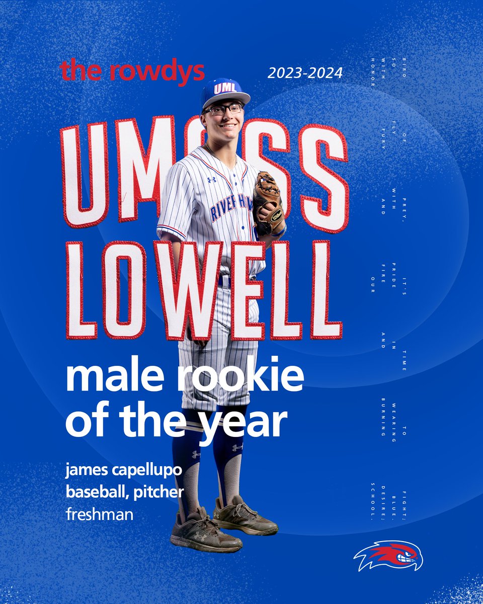 @RiverHawkWLax @jdcreditunion Putting the ‘K’ in rookie, James Capellupo of @RiverHawkBB has made a strong first impression on the mound in his first season to become our 2024 Male Rookie of the Year!

Presented by: @jdcreditunion
#TheRowdys | #UnitedInBlue