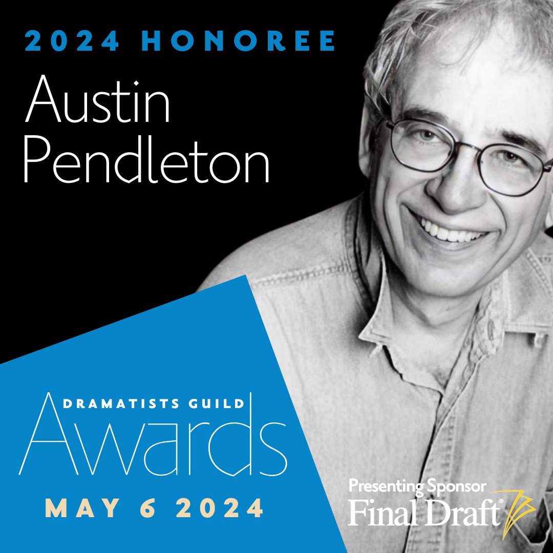 Step into the spotlight with Austin Pendleton as we honor his legendary career at the Dramatists Guild Awards Night 2024, presented by @finaldraftinc! Austin receives this year’s Flora Roberts Award for his unwavering commitment to theatre and outstanding contributions as a…