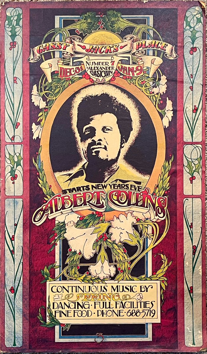Beautiful #bobmasse poster for Albert Collins at Gassy Jack’s Vancouver, 1971