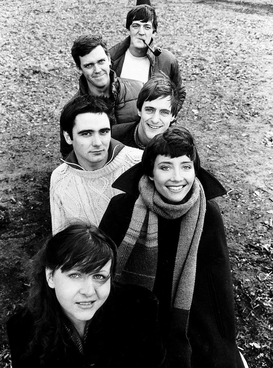 Stephen Fry, Hugh Laurie, Paul Shearer, Tony Slattery, Emma Thompson & Penny Dwyer on the Cambridge Footlights Revue 1981.