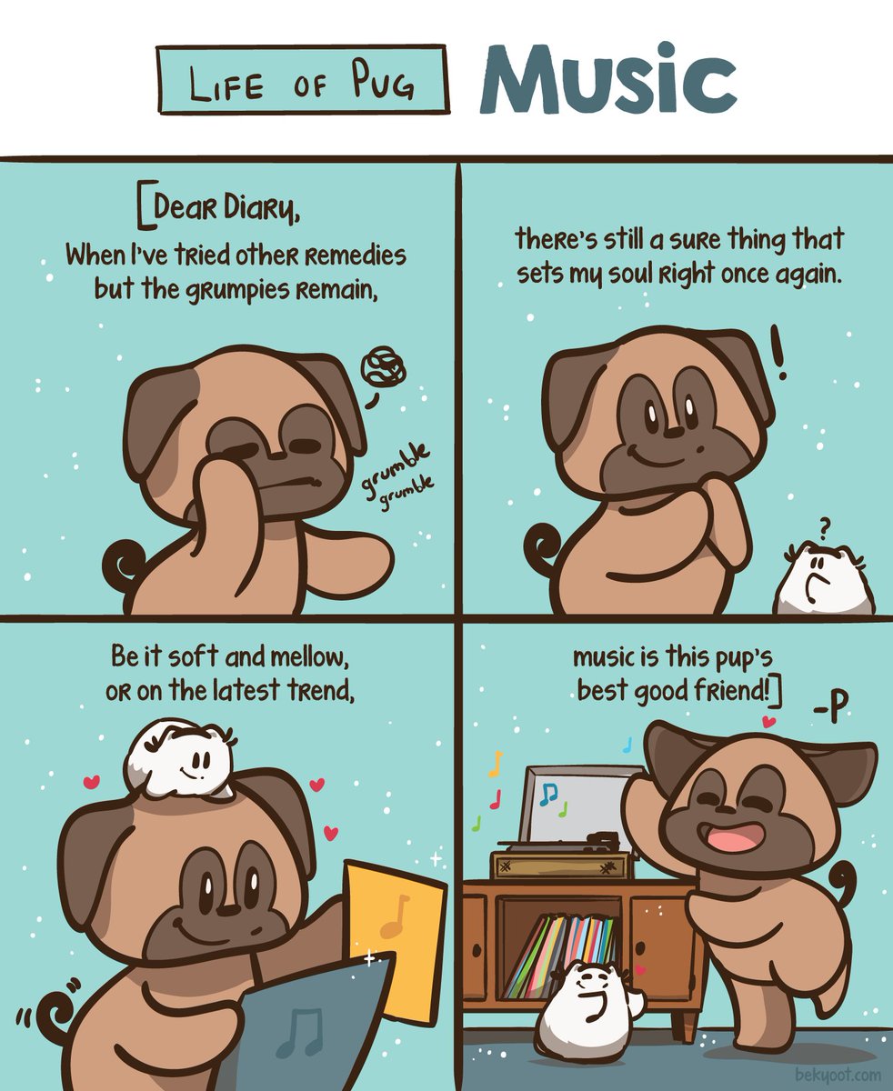 FROM THE ARCHIVE: 'Music' A little music to dance you into the weekend. :) 🐶❤️🎶 #webcomic #webcomics