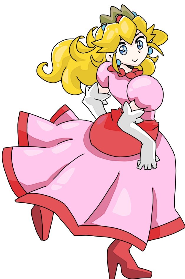 princess peach 1girl solo long hair looking at viewer smile blue eyes simple background  illustration images