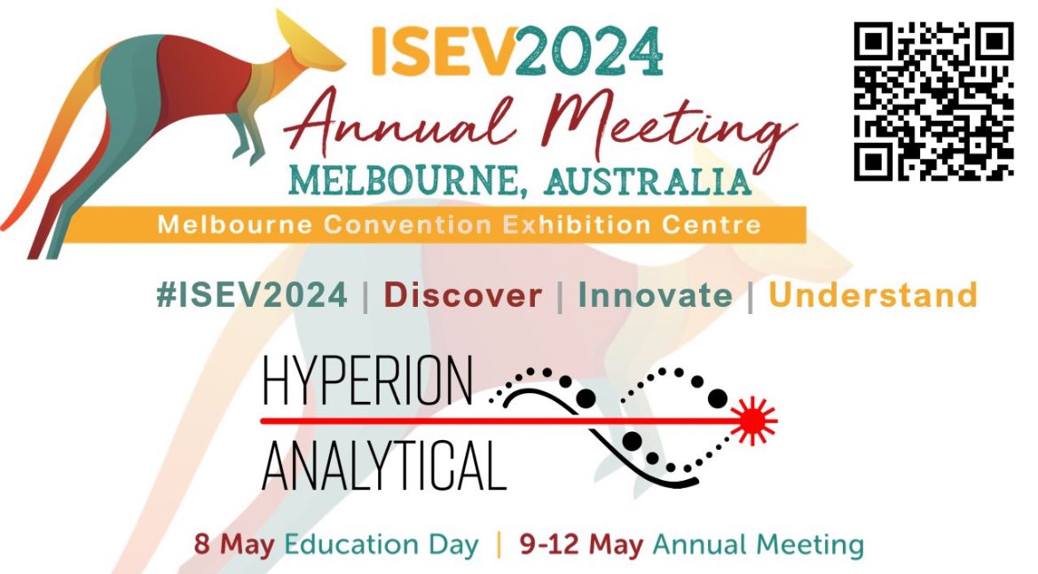 HyperionAnalyt1's tweet photo. We'll be attending #ISEV 2024 in Melbourne, Australia! Get ready to dive into groundbreaking data from our Envision NTA instrument. Swing by booth 27 for some epic giveaways you won't want to miss! See you there! #ISEV2024 #Envision #EV #ExtracellularVesicles #NTA #Nanoparticles https://t.co/WogAFkFTbR