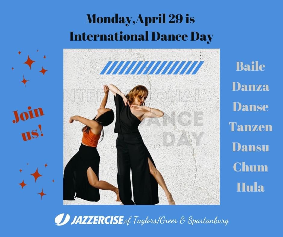 April 29th is Int’l Dance Day!💃🏻 Dance w/ us; it’s our love language. We love celebrating a day dedicated to encouraging ppl to participate in dance-related activities. 
Mon: 5:45a, 8:15a, 9:20a, 4:30p & 5:40p
#yeahthatgreenville #upstatesc #greersc #gvltoday #greenville360 #gvl
