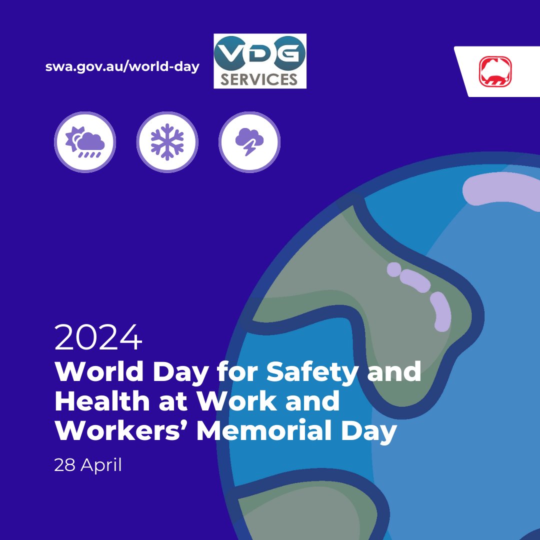 28th April 2024 is World Day for Safety and Health at Work (World Day) and Workers' Memorial Day.

We encourage everyone to recognise the importance of health and safety in the workplace by acknowledging World Day and Workers’ Memorial Day.
#WorldWHSDay2024 #SafeDay2024