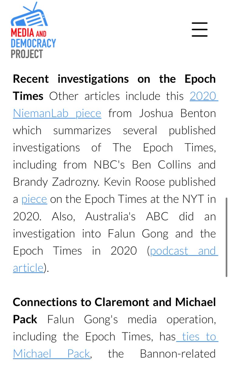 Come for the Epoch Times/Steve Bannon links, stay for the Australian investigation into Falun Gong, the charismatic religious rightwing cult that produces the Epoch Times. mediaanddemocracyproject.org/epochtimes