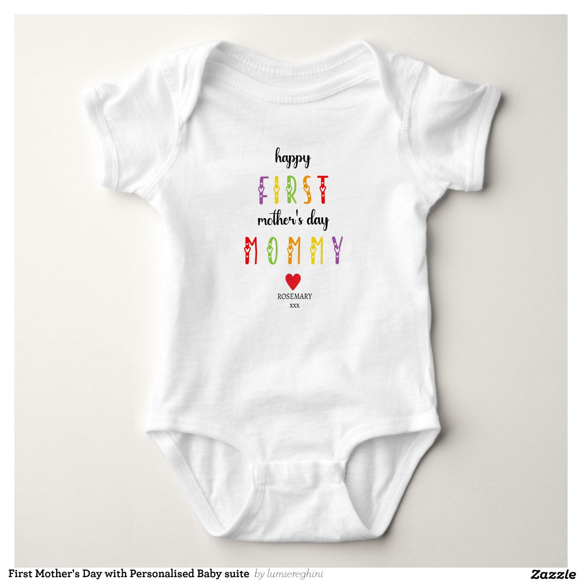 🌸 Adorable jumpsuit alert! 🌸 😍💓🤖 Make Mom's first Mother's Day extra special with our personalized jumpsuit. Add baby's name for a heartfelt touch. Order now! #FirstMothersDay #PersonalizedJumpsuit #BabyFashion' zazzle.com/z/s36b6er9?rf=…