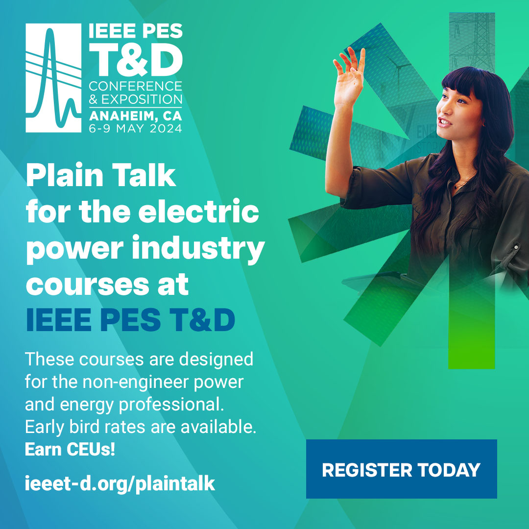 IEEE PES Plain Talk About the Electric Power Industry at 2024 @IEEETandD Conference are courses designed for power industry professionals without an engineering background. Learn More: ieeet-d.org/attendee/techn… #ieeepes