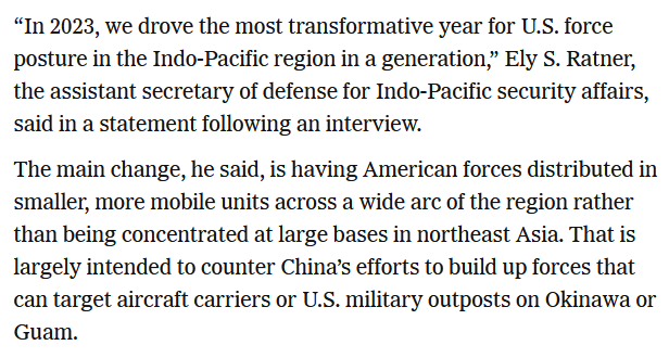 The 'new Pacific Arsenal' is mostly about force posture, not force structure. The US is moving pieces on the chess board to diminish the threat of Chinese missiles. But it isn't significantly expanding its forces in Asia. nytimes.com/interactive/20…