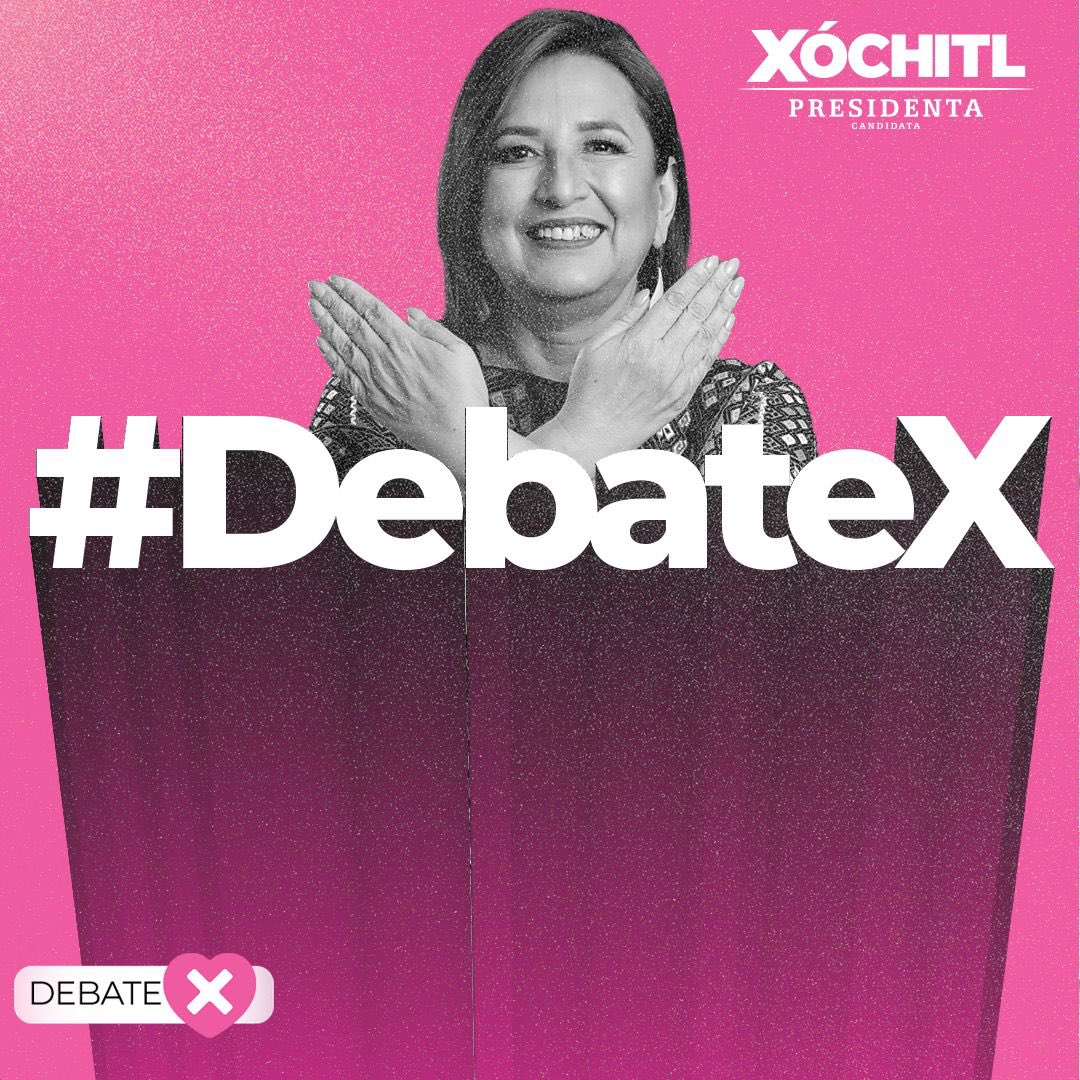 Todo listo para el segundo #DebatePresidencial: La ruta hacia el desarrollo de México. 🗓️ Domingo 28 de abril ⏰ 20:00h Transmisión a través de las redes del @INEMexico ¡Te esperamos HOY! 🫶🏽#Debatex #DebatePresidencial2024 #XochitlGalvezPresidenta @XochitlGalvez @FCN_mx…
