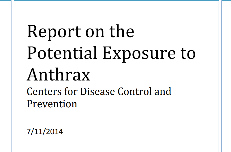 This keeps getting better and better. The only reason we know about the H5N1 cross-contamination is because they found it on accident investigating a possible anthrax exposure. 

Report on the  Potential Exposure to  Anthrax Centers for Disease Control and  Prevention 7/11/2014…