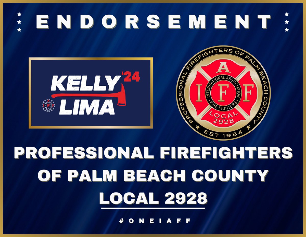 Thank you brothers and sisters in Florida with Palm Beach County Firefighters Local 2928! We are honored to have your support and endorsement. #OneIAFF