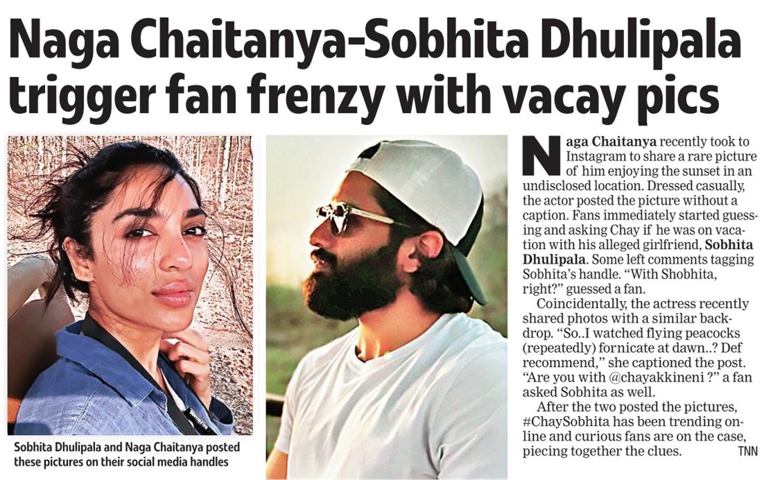 Naga Chaitanya - Sobhita Dhulipala trigger fan frenzy with vacay pics 

#Sobhita #SobhitaDhulipala @sobhitaD 
#NagaChaitanya @chay_akkineni