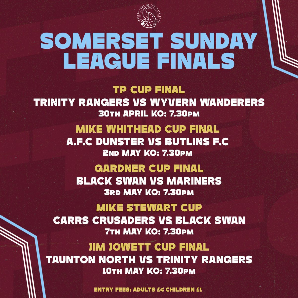 Wordsworth Drive will play host to the Somerset Sunday League Cup Finals over the coming month.

More details below 👇

#UpThePeacocks