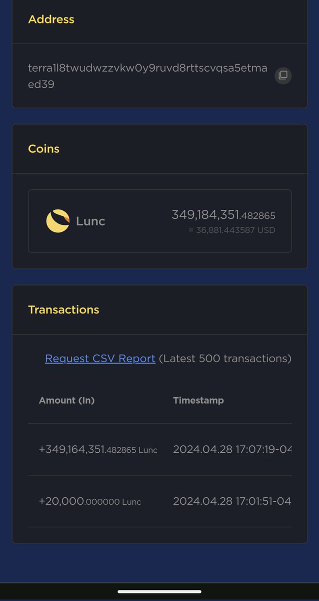 One more newly created wallet to show.  I could show these all day.  So here is the last one for today.  So many newly created wallets each day.  Probably nothing 
#lunc
#ustcfirst