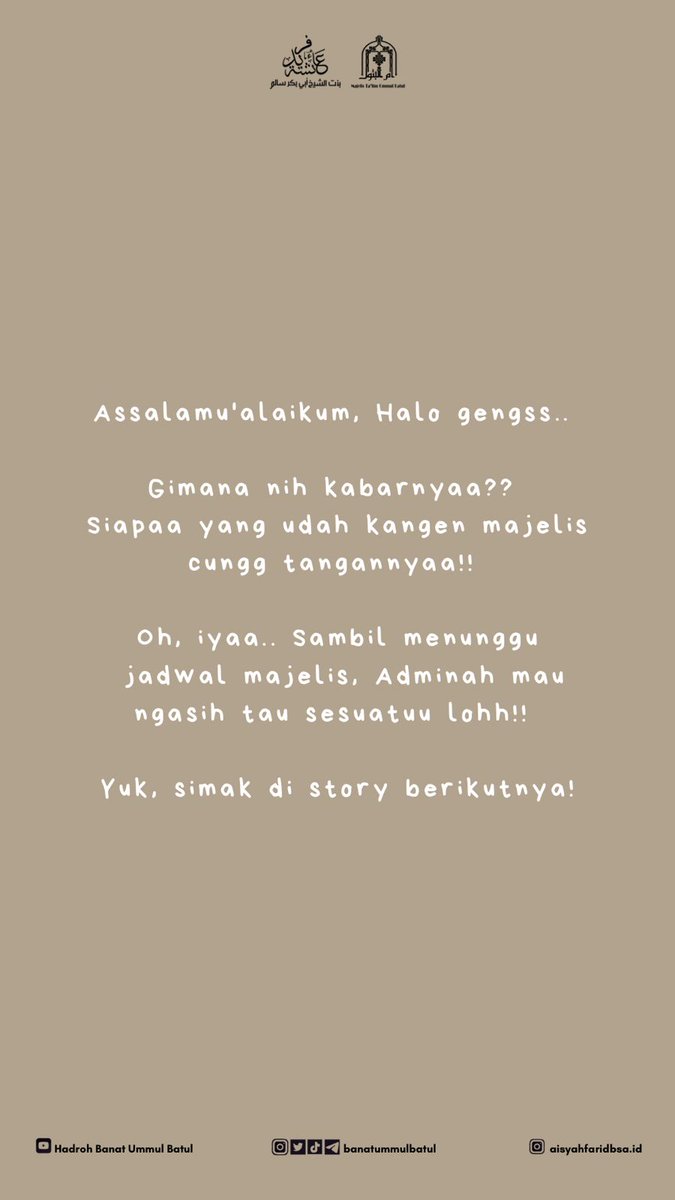 Assalamualaikum warahmatullahi wabarakatuh

Bagaimana kabarnya nih? Semoga selalu dalam keadaan taat dan sehat aafiyah dimana pun berada yaa🤗

Majelis Banat Ummul Batul mengadakan Giveaway lohh!!